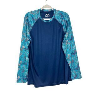 Mountain and Isles Men’s Large Swim Shirt Blue Long Sleeve Turtle rash Guard Top